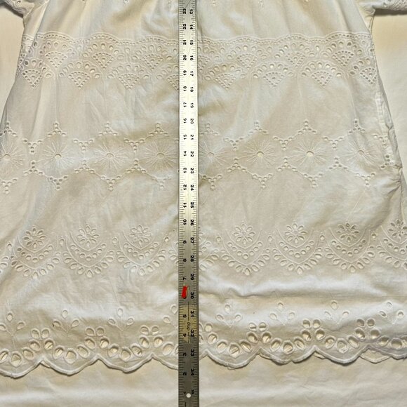 WHITE COTTON EYELET SMOCK DRESS, MED - Picture 8 of 8